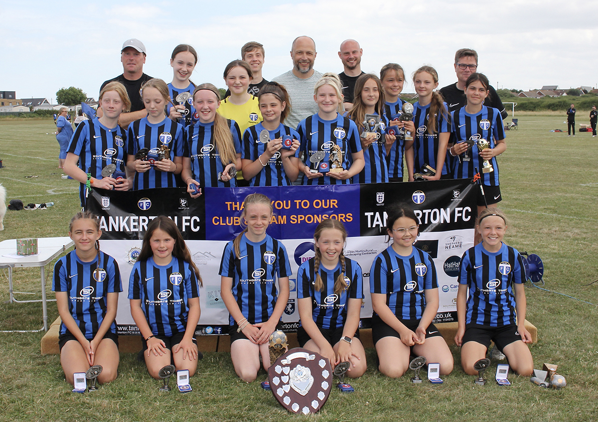Under 12s Girls with their trophies